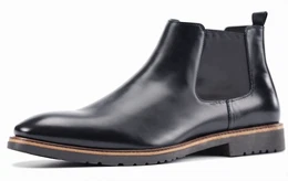 Schwarze Lederstiefeletten
