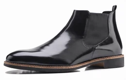 Schwarze Lederstiefeletten