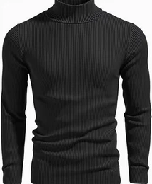 Schwarze Rollkragenpullover für Männer
