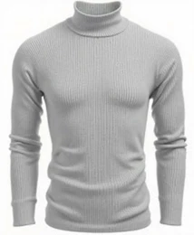 Graue Rollkragenpullover