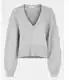 Světle šedé Vlněné Svetry s Výstřihem do V