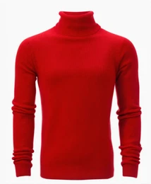 Rote Rollkragenpullover