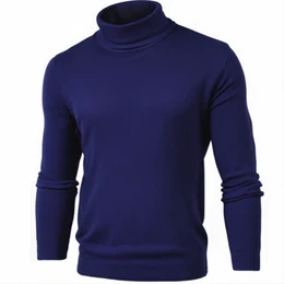 Blaue Rollkragenpullover aus Wolle-Seide