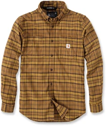 MIDWEIGHT FLANNEL L/S PLAID SHIRT 105432 - oak brown - S