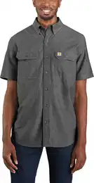 LOOSE CHAMBRAY S/S SHIRT 104369 - black chambray - XL