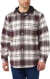 FLANNEL FLEECE LINED HOODED SHIRT JAC 105621 - malt - S
