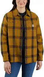HEAVYWEIGHT TWILL L/S PLAID SHIRT 105576 - brown - L