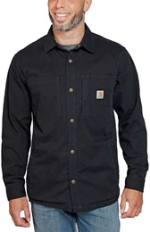 FLEECE LINED SNAP FRONT SHIRT JACKET 105532 - black - S