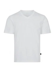 Trigema T-Shirt TRIGEMA V-Shirt DELUXE Weiß/Creme/Grau