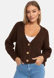 Decay Strickjacke V-Ausschnitt Braun/Dunkelbraun