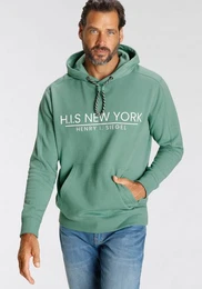 Sweatshirt bedrucktes Design, mit Kapuze und Kordel, aus Baumwollmischung