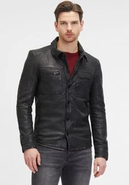 Lederjacke G2MImon SF mit Druckerleiste, Reiverschlusstaschen