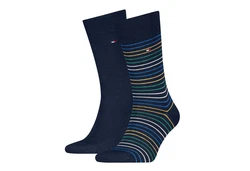 Tommy Hilfiger Socken TH MEN SMALL STRIPE SOCK 2P Dunkelblau