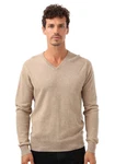 Zwillingsherz Kaschmirpullover V-Ausschnitt Beige/Khaki/Braun