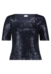 Glitzer Oberteile Damen Pailletten Oberteil Elegant Samt