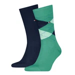 Tommy Hilfiger Socken TH MEN SOCK CHECK 2P Türkis/Blau/Dunkelblau/Dunkelgrün
