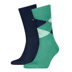Tommy Hilfiger Socken TH MEN SOCK CHECK 2P Türkis/Blau/Dunkelblau/Dunkelgrün