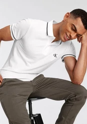 Calvin Klein Jeans Poloshirt TIPPING SLIM POLO mit Logomarkenlabel Weiß/Creme/Grau