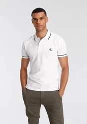 Calvin Klein Jeans Poloshirt TIPPING SLIM POLO mit Logomarkenlabel Weiß/Creme/Grau
