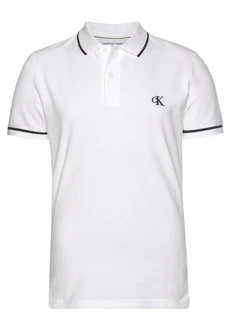 Calvin Klein Jeans Poloshirt TIPPING SLIM POLO mit Logomarkenlabel Weiß/Creme/Grau
