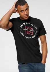H.I.S Rundhalsshirt schmale Passform mit Print Schwarz/Rot/Dunkelblau/Rosa