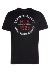 H.I.S Rundhalsshirt schmale Passform mit Print Schwarz/Rot/Dunkelblau/Rosa