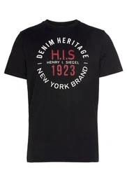 Rundhalsshirt Kurzarm, schmale Passform, mit Print, Rundhals, aus Baumwolle