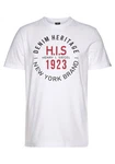 H.I.S Rundhalsshirt schmale Passform mit Print Creme/Weiß/Dunkelrot/Rot