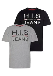 H.I.S Rundhalsshirt (2er-Pack) Schwarz/Dunkelgrau