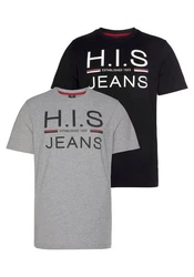 H.I.S Rundhalsshirt (2er-Pack) Schwarz/Dunkelgrau
