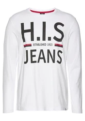 H.I.S Langarmshirt Basic-Schnitt Weiß/Schwarz