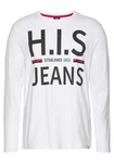 H.I.S Langarmshirt Basic-Schnitt Weiß/Schwarz