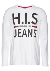 H.I.S Langarmshirt Basic-Schnitt Weiß/Schwarz