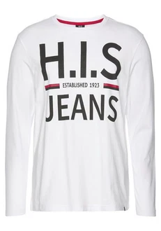 H.I.S Langarmshirt Basic-Schnitt Weiß/Schwarz