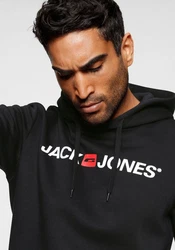 Jack & Jones Hoodie Corp Sweat Hood Kapuzen Sweatshirt Jumper Reg Fit (3477) melone/schwarz/weiß