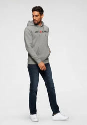 Jack & Jones Hoodie Corp Sweat Hood Kapuzen Sweatshirt Jumper Reg Fit (3477) Grau/Hellblau/Hellgrau/Schwarz/Rot