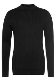Stehkragenpullover in Rippstrickoptik