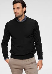 OLYMP Rundhalspullover Strick Casual Schwarz