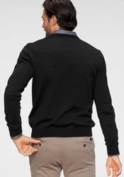 OLYMP Rundhalspullover Strick Casual Schwarz