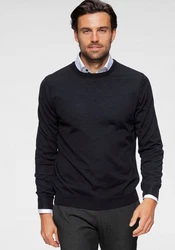 OLYMP Rundhalspullover Strick Casual Dunkelblau/Schwarz/Dunkelgrau
