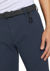 TOM TAILOR Denim Chinohose Strukturierte mit Gürtel Dunkelblau/Grau/Hellblau/Blau