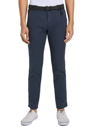 TOM TAILOR Denim Chinohose Strukturierte mit Gürtel Dunkelblau/Grau/Hellblau/Blau