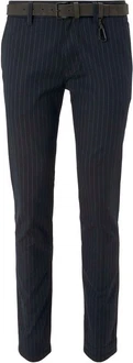 TOM TAILOR Denim Chinohose Strukturierte mit Gürtel Dunkelblau/Grau/Hellblau/Blau