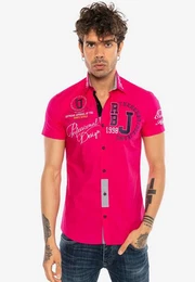 Kurzarmhemd Fort Wayne im Slim Fit-Schnitt mit Stickerei