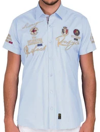 Kurzarmhemd Hemd Slim Fit Stickerei im Slim Fit-Schnitt mit Stickerei
