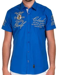 Kurzarmhemd Hemd Slim Fit Stickerei im Slim Fit-Schnitt mit Stickerei