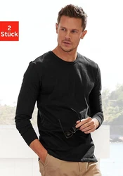 H.I.S Langarmshirt (Packung) Schwarz/Dunkelgrau
