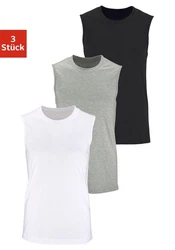 H.I.S Muscleshirt mit Rundhalsausschnitt (Packung 3-tlg) Schwarz