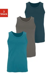 H.I.S Tanktop Unterhemd Herren 3-tlg Rundhals Türkis
