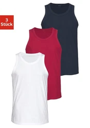 H.I.S Tanktop Unterhemd Herren 3-tlg Rundhals Weiß/Creme